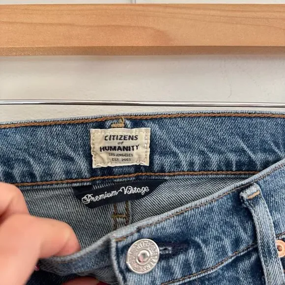 Citizens of Humanity Premium Vintage Harlow Crop Jeans Frayed Hem Light Wash 26 - Picture 8 of 16